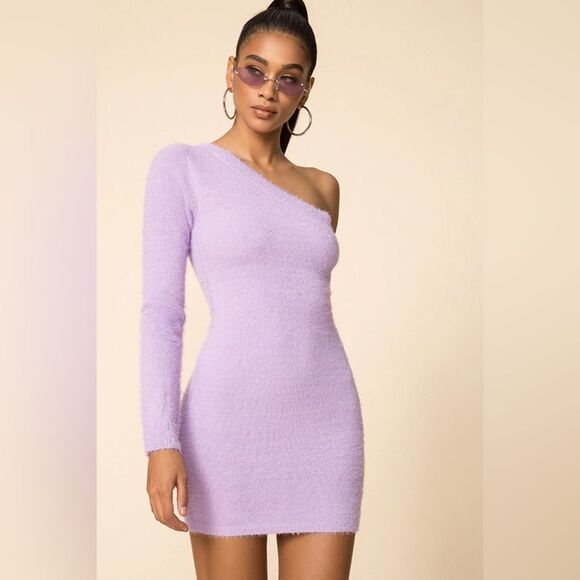 Superdown Lavender Christine One Shoulder Mini Dress, Size XS - Picture 1 of 8